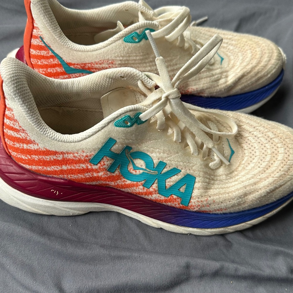 Hoka Mach 5 Womens Running Shoes White Orange Blue 1127894 Size 6B - Picture 3 of 11